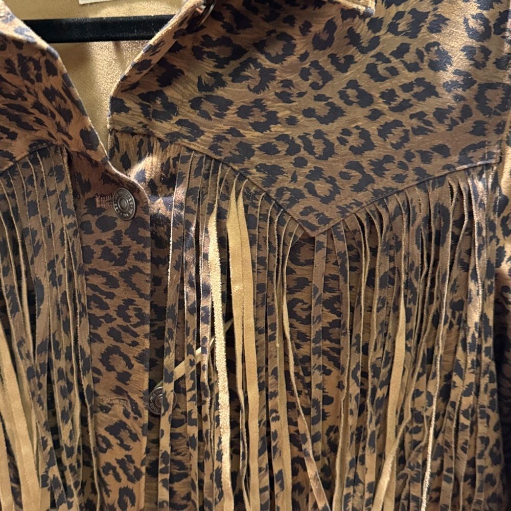 We The Free Fringe Out Vegan Suede Animal Print Jacket - Picture 7 of 9